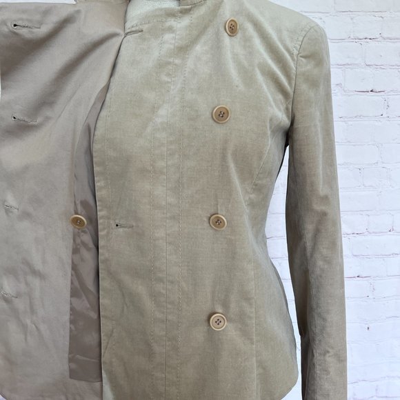 Theory Beige Hi Neck Military Fitted Crop Jacket - SIze 6 - Picture 7 of 14